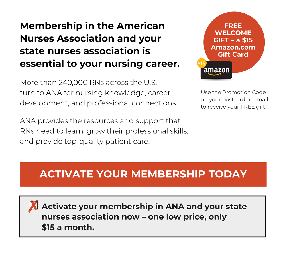 Membershp in the American Nurses Association and your state nurses association is essential to your nursing career.