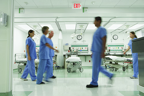 nurses walking in a hospital