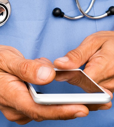 nurse using smart phone
